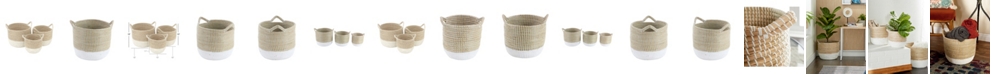 CosmoLiving by Cosmopolitan Set of 3 Brown Sea Grass Contemporary Storage Basket, 13", 16", 18"